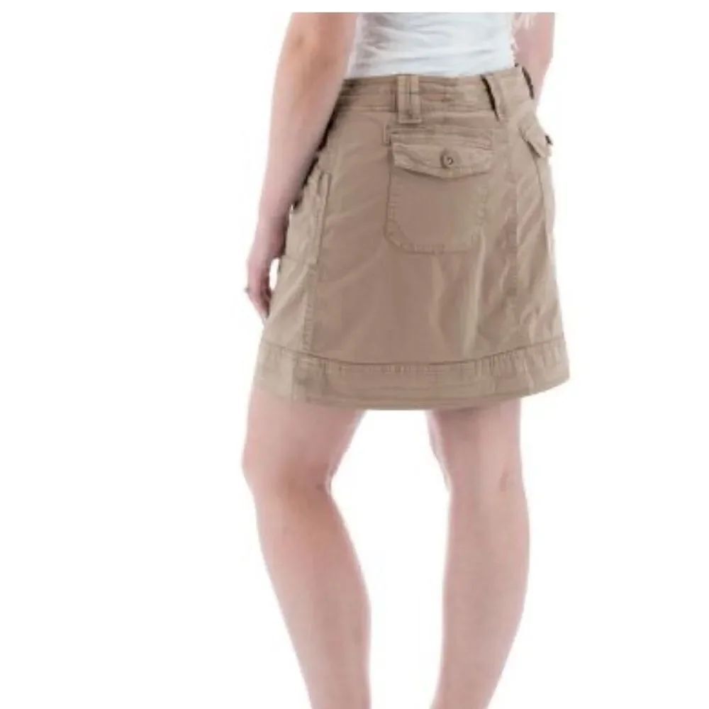 LOFT Ann Taylor Cotton Khaki Tan Y2K Cargo Mini Skirt Size 10